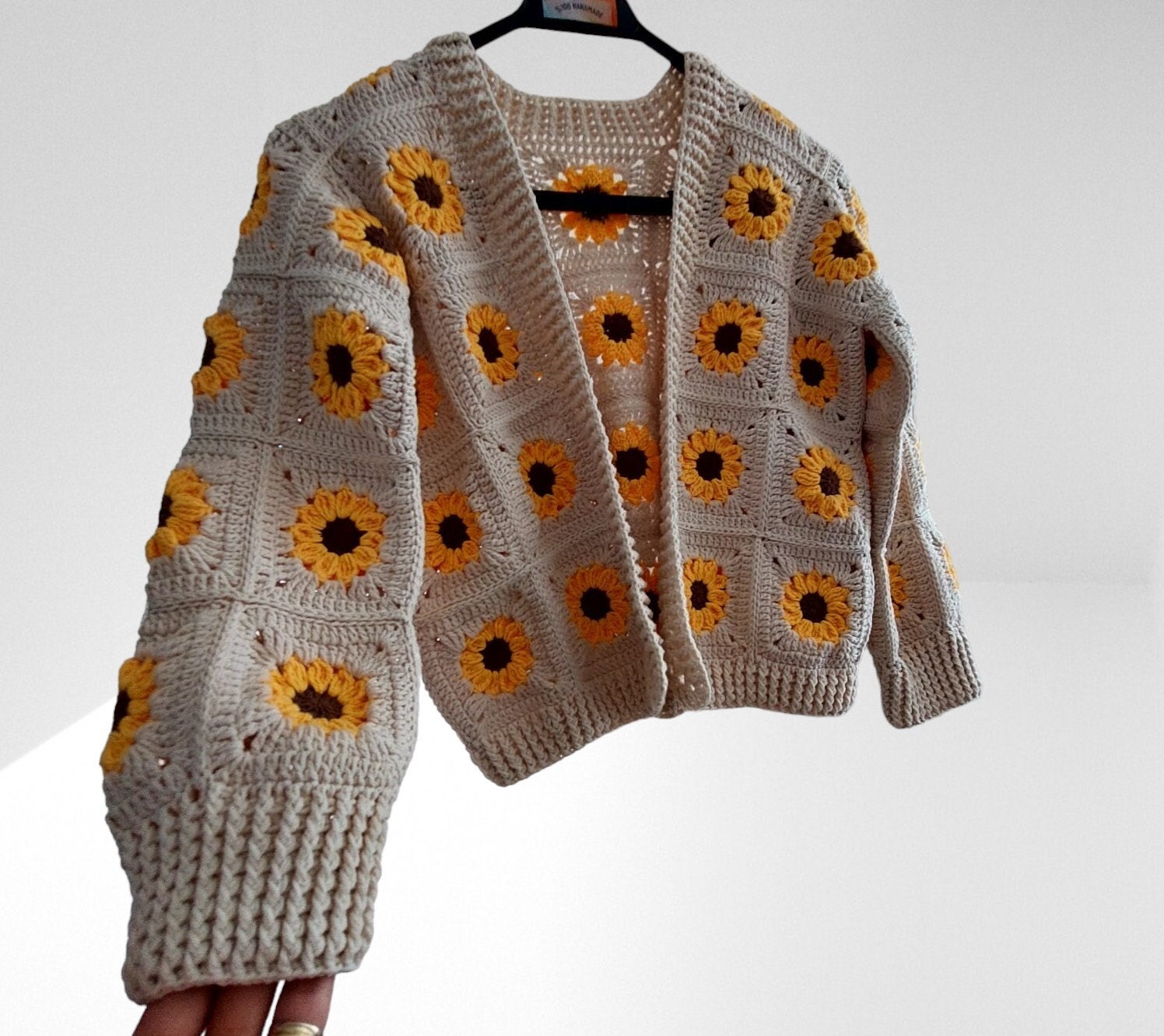 Crochet Daisy Cardigan: Handmade Knitted Women's Jacket - Etsy