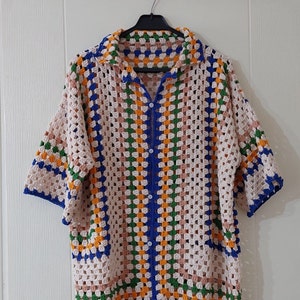 Crochet Shirt, Unisex Shirt, Crochet Overshirt, Crochet Multicolor Shirt, Crochet Shirt for Men, Crochet Shirt for Women,