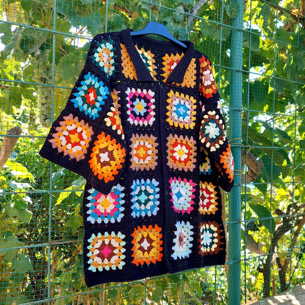 Summer Shirt,Crochet Shirt, Unisex Shirt,Shirt For Men, Beach Shirt, Granny Square Shirt,Vintage Crochet Shirt Vogueshift