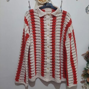 Crochet Shirt, Unisex Shirt, Crochet Vintage Style Shirt, Crochet Shirt for Men, Handmade Long Sleeve Shirt, Crochet Mens Cardigan
