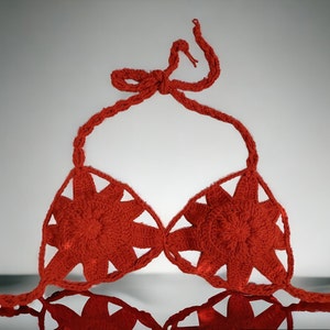 Floral Crochet Bikini: Handmade 100% Cotton Swimsuit