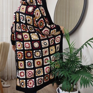 Granny Square Cardigan, Hoodie Crochet Cardigan, Afghan Crochet, Long Granny Square Coat, Granny Square Coat, Boho Jacket, Granny Square image 3