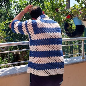 Unisex Shirt, Summer Shirt, Crochet Unisex Shirt, Vintage Crochet Shirt, Men&#39;s Crochet Shirt. handmade unisex shirt