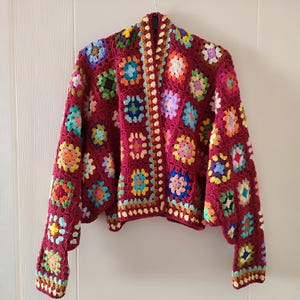 Crochet granny square cardigan,Crochet colorful cardigan,Colorful jacket,Plus size cardigan,Patchwork Cardigan,Hand knitted cardigan