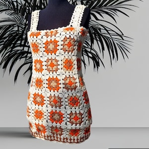Handmade Dress, Crochet Dress,Granny Square Dress, Crochet Dress Ladies,Crochet Granny Square Dress for Women, Handmade Granny Square Dress,