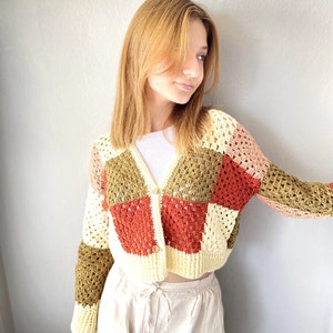 Crochet cardigan,Handmade cardigan,Women cardigan,Vintage Top,Cropped cardigan