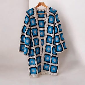 Handmade Granny Square Crochet Cardigan: Unisex Vintage Style