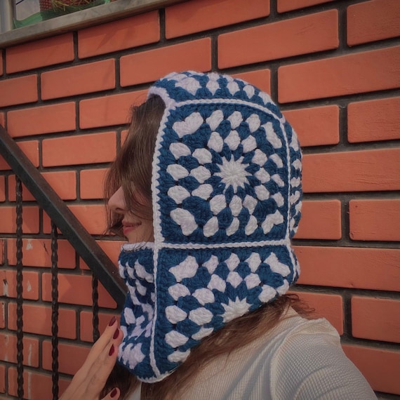Hand-knitted Granny Square Crochet Balaclava: Unisex Cotton  display picture 1