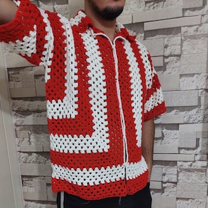Crochet Shirt, Unisex Shirt,Crochet Overshirt,Crochet Multicolor Shirt, Crochet Shirt for Men, Crochet Shirt for Women