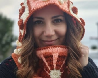 Handmade Crochet Floral Balaclava: Boho Daisy Ski Mask.