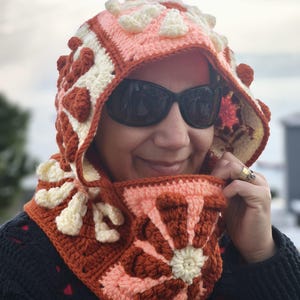 Handmade Crochet Floral Balaclava: Boho Daisy Ski Mask.