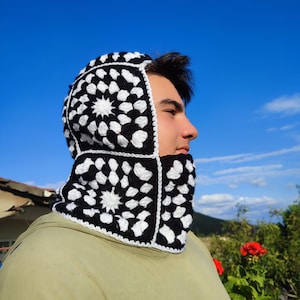 Pasamontañas de ganchillo, Pasamontañas de ganchillo cuadrado colorido, Pasamontañas unisex, Pasamontañas cálido de invierno, Pasamontañas, Gorro cálido de invierno colorido