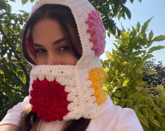 Handmade Crochet Balaclava: Colorful Winter Ski Mask
