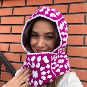 Crochet Balaclava,Granny Square Balaclava,,Unisex Handknitted Balaclava,Mother&#39;s Day Gift,Women Balaclava, Vintage Balaclava, Warm Ski Mask
