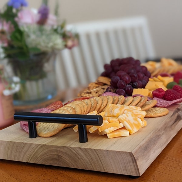 Live edge poplar charcuterie board with handles