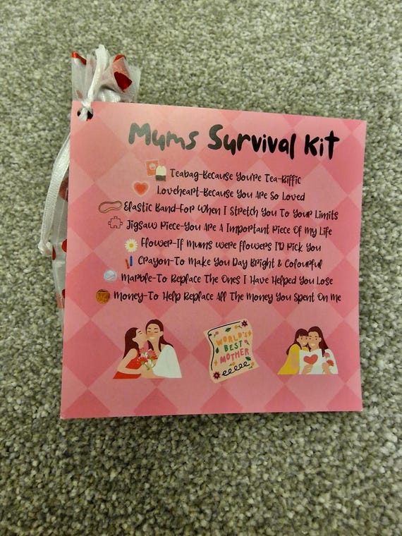 Mum Survival Kit Birthdays, Christmas, Mothers Day Keepsake