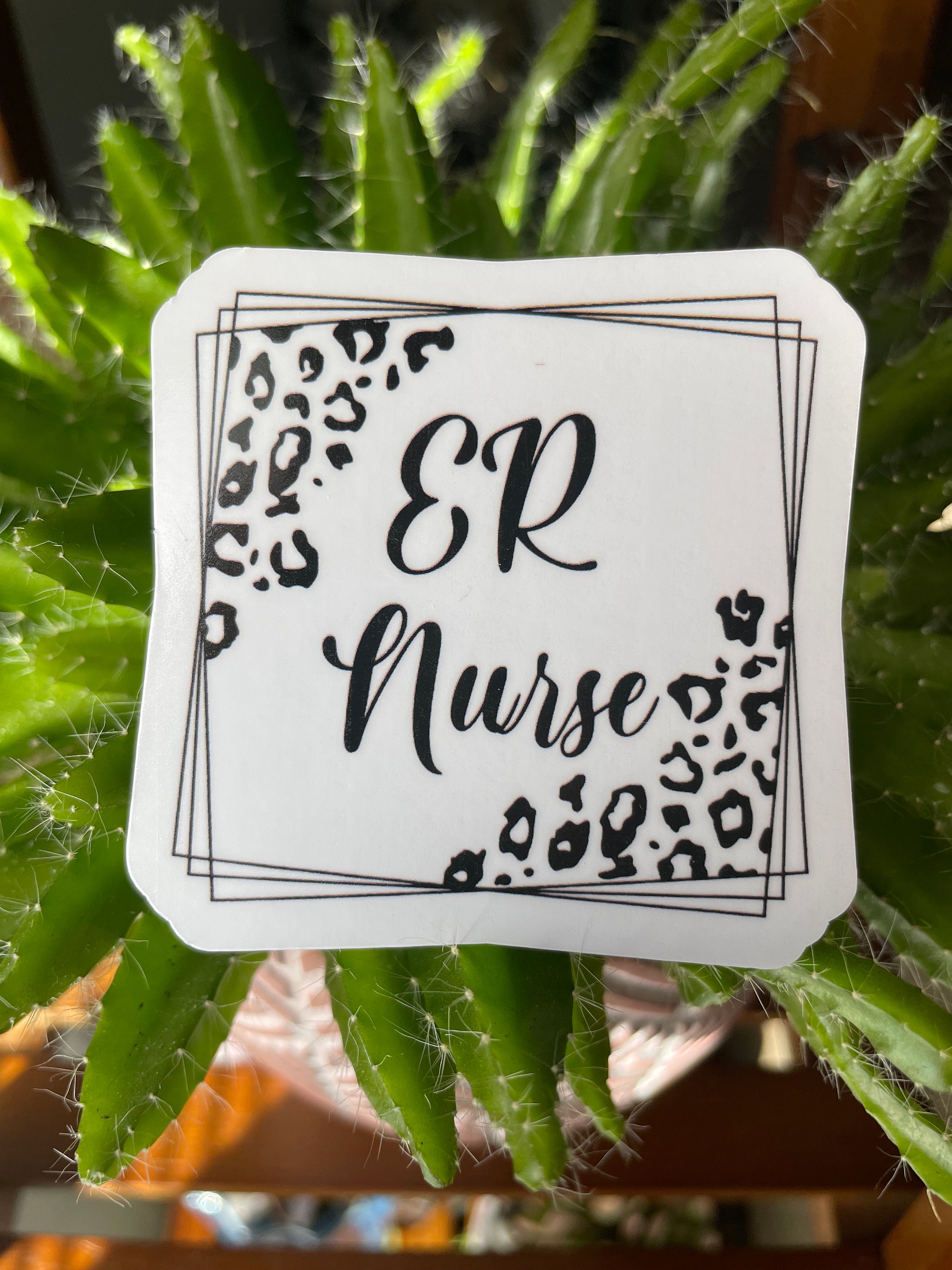 ER Nurse, Waterproof Vinyl Sticker, Leopard Print, Healthcare, Medical ...