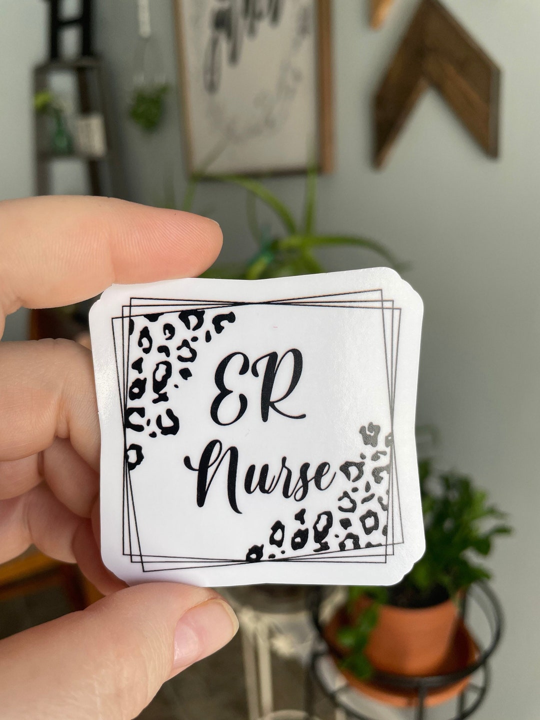ER Nurse, Waterproof Vinyl Sticker, Leopard Print, Healthcare, Medical ...