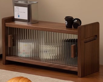 Desktop Coffee Tea Mug Cup Storage Holder, Exquisite Solid Walnut Wood Shelf , Cubby Kitchen Shelf, Coffee Bar, Functional Storage Rack,Gift