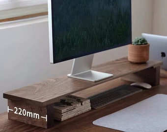 Custom Solid Walnut Minimalism Desk Monitor Riser, Solid Wood Desk Shelf Monitor Stand, Office Desk, Monitor Shelf wooden, Gift for Him