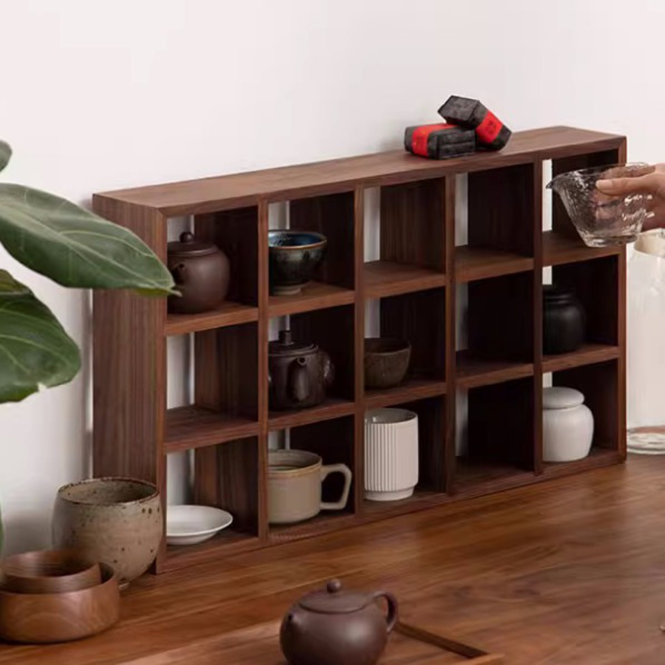 Wall Mounted Tea Coffee Mug Walnut Shelf, Float Wooden Storage, Coffee ...