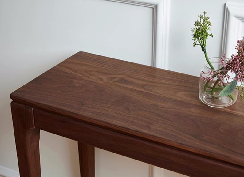 Konsol-/soffbord i valnöt med låda, långa, smala ben, lantlig entrébord, present till hemmet, inflyttningspresent, renovering, bröllopspresent bild 5