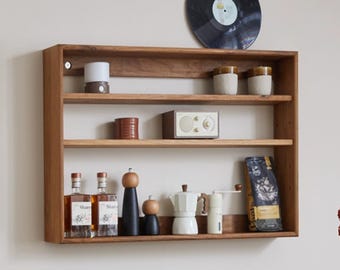 Wall Mounted Tea Coffee Mug Wine Book Shelf, Float Wooden Rack, Coffee Tea Cup Wine Glass Holder, Shelves Box,Cubby Kitchen Shelf,Coffee Bar