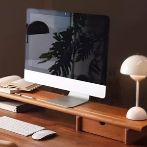 Custom Solid Wood Desk Shelf Monitor Stand with drawer storage, Desk Monitor Riser, Office Desk, Monitor Shelf wooden, Gift for Him