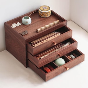 Wood Multi Functional Storage, Jewelry Box with  2/3/5 Drawers,Large Capacity Multiple Compartments Organizer for Women&#39;s Jewelry Collection