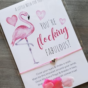 Flocking Fabulous! - Wish Bracelet, Wish String Bracelet, Charm Bracelet, Party Favor, Gift, Card, Friendship, BFF, Inspirational, Flamingo.
