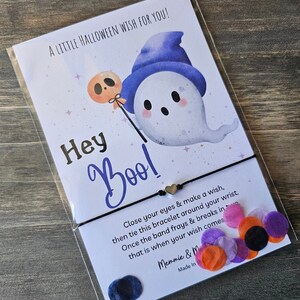 Hey Boo! - Wish Bracelet, Halloween Wish Bracelet, Wish String Bracelet, Charm Bracelet, Party Favor, Gift, Card, Ghost, Spooky, Friendship.