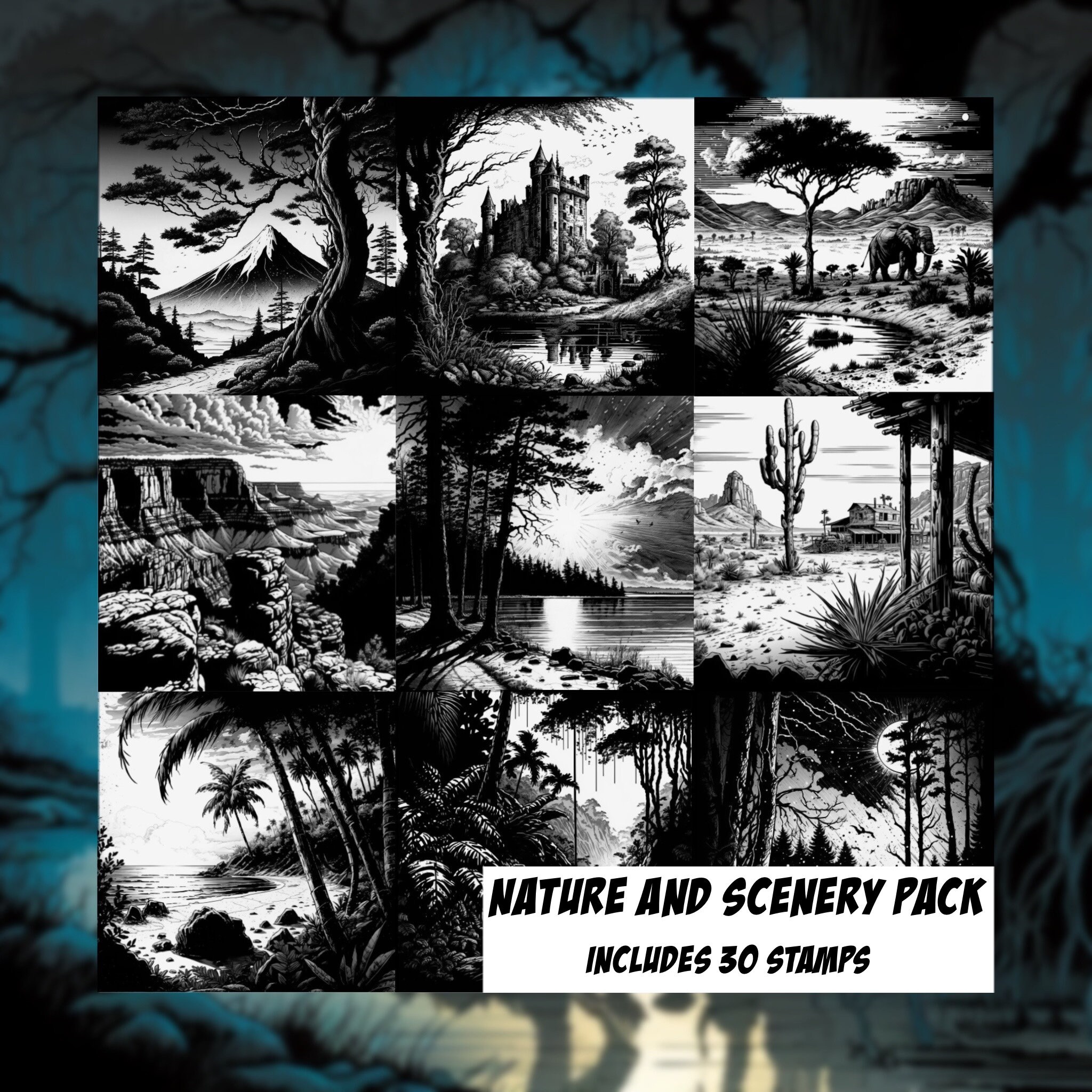 Procreate Background Stamps Set Comic Style City Brushes Manga Scenery ...