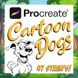 Timbres Procreate de chiens de style dessin animé | animaux de compagnie art numérique | ensemble de brosses pour chien | Pinceaux pour personnages d'animaux | conception graphique | Tampons pour guides de dessin