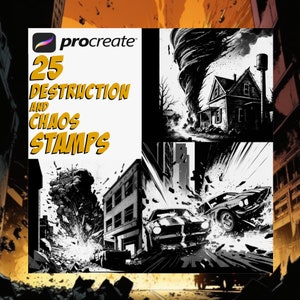 Destruction and chaos comic style Procreate stamps | digital art background brushes pack | manga illustration assistance brush set |