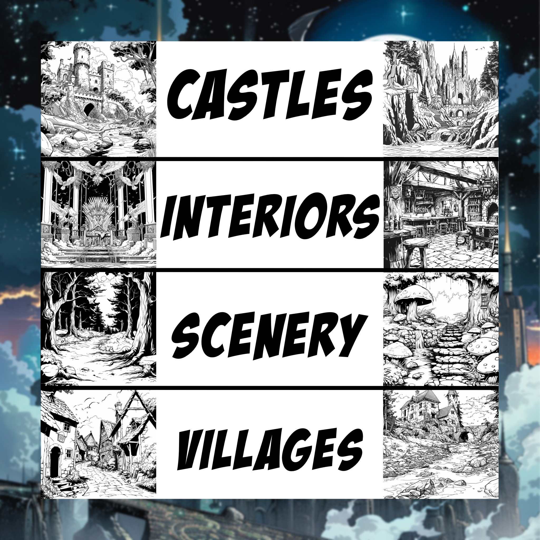 Fantasy World Backgrounds | Procreate Digital Art Stamps | Comic ...