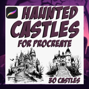 Spooky Haunted castle backgrounds | Procreate digital art stamps | manga illustration tool | drawing assistance brushes | Halloween brush