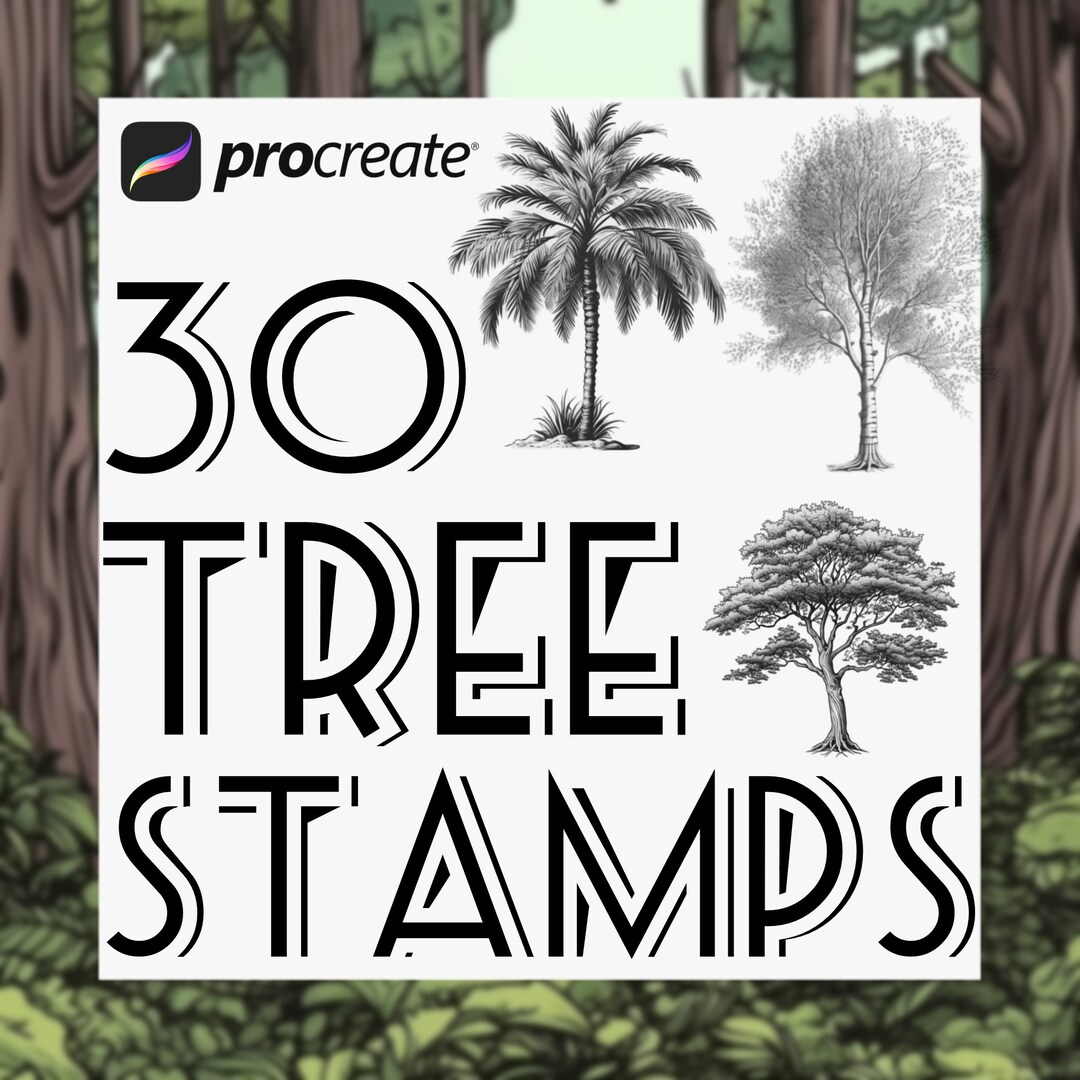 Procreate Realistic Tree Stamp Set Digital Art Assistance Download ...