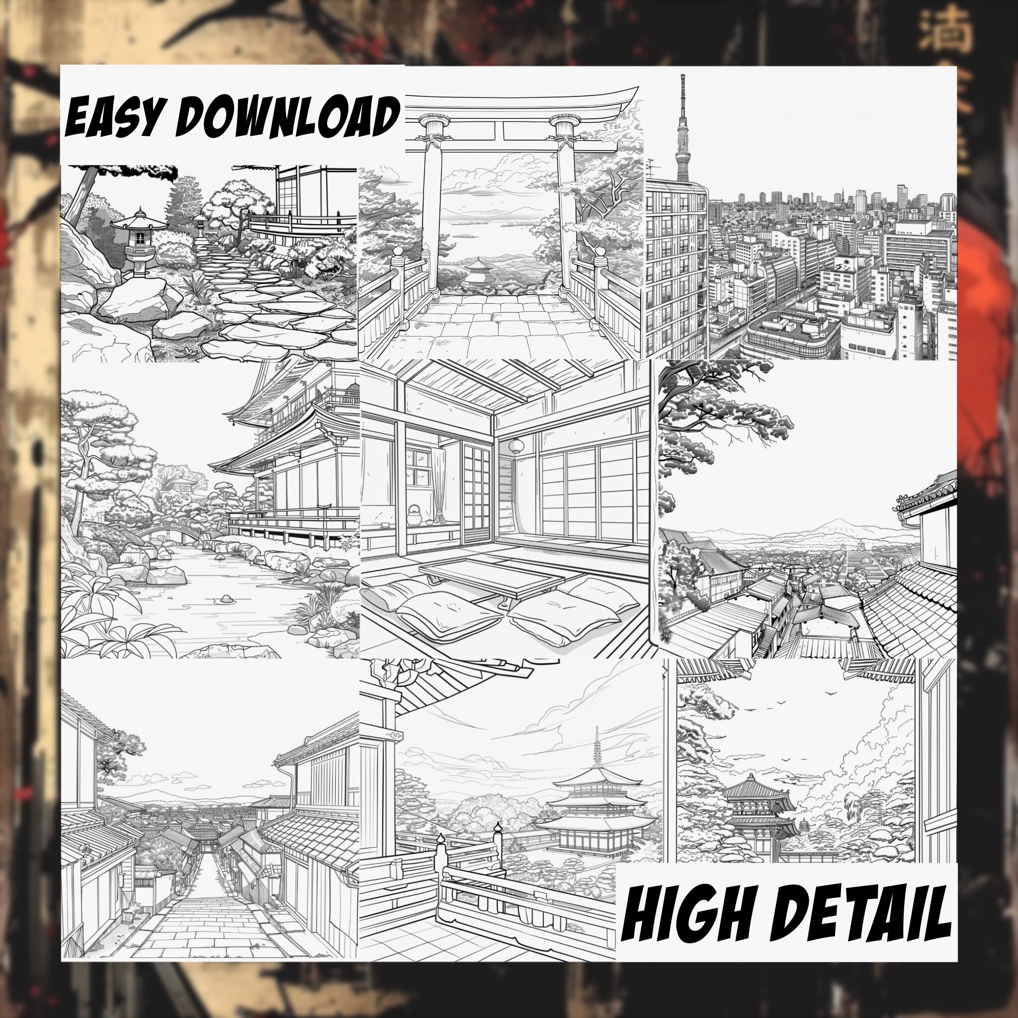 Comic Style Japanese Backgrounds | Procreate Digital Art Stamps | Manga ...