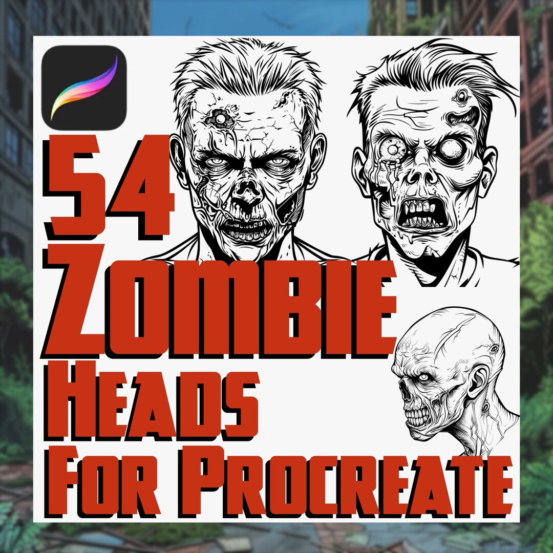 Comic Style Zombies Heads Procreate Stamps | Zombie Digital Art ...