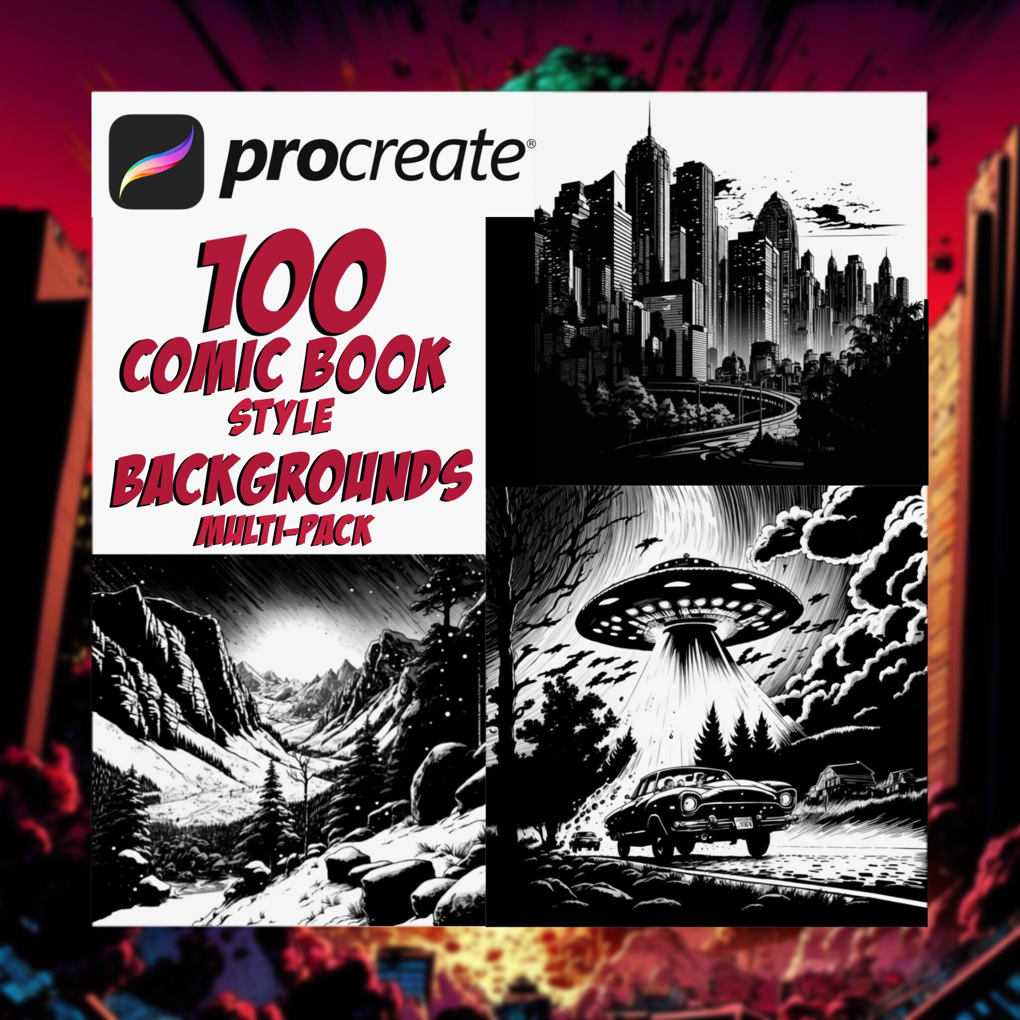 Procreate Background Stamps Set Comic Style City Brushes Manga Scenery ...