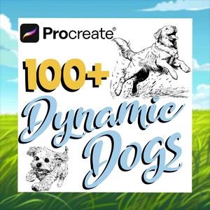 Dynamic dogs Procreate stamps | pets digital art assistance | dog brush set | pet sketching brushes | graphic design | drawing guide stamps