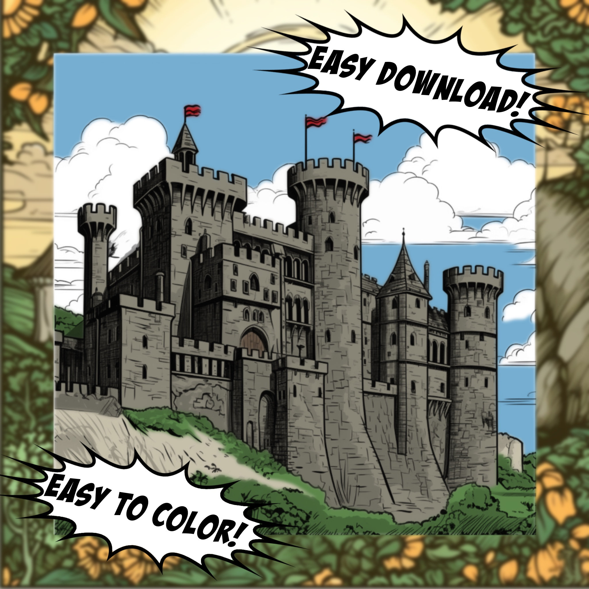 Medieval Fantasy Castle Backgrounds | Procreate Digital Art Stamps ...
