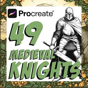 Comic Style Medieval Knight Procreate stamps | digital art assistance | brush set | sketch brushes | graphic design | drawing guide stamps |