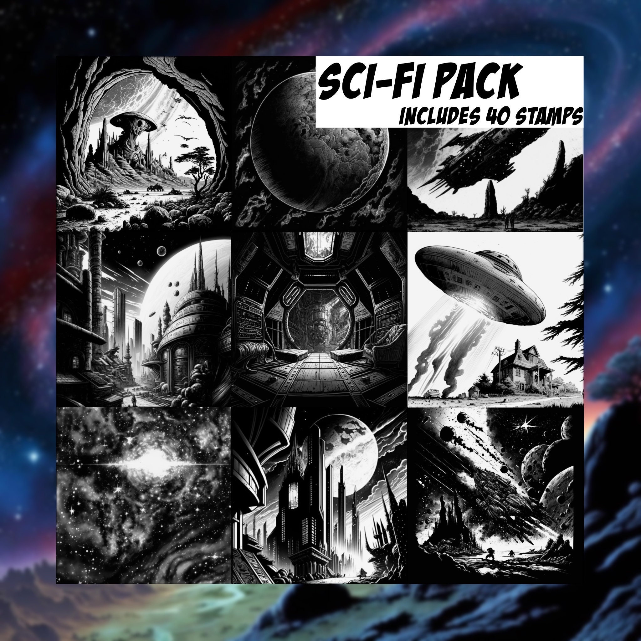 Procreate Background Stamps Set Comic Style City Brushes Manga Scenery ...