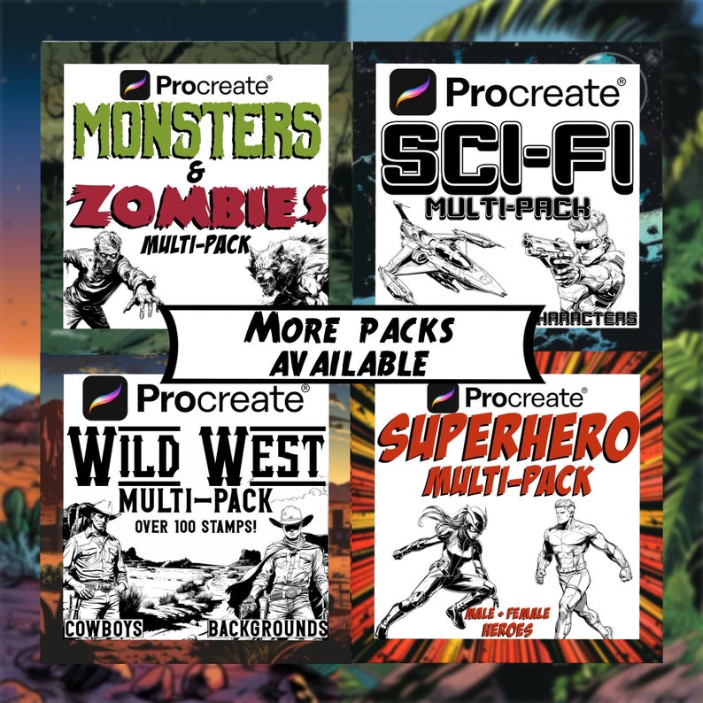 Comic Style Jungle and Desert Backgrounds | Procreate Digital Stamps ...