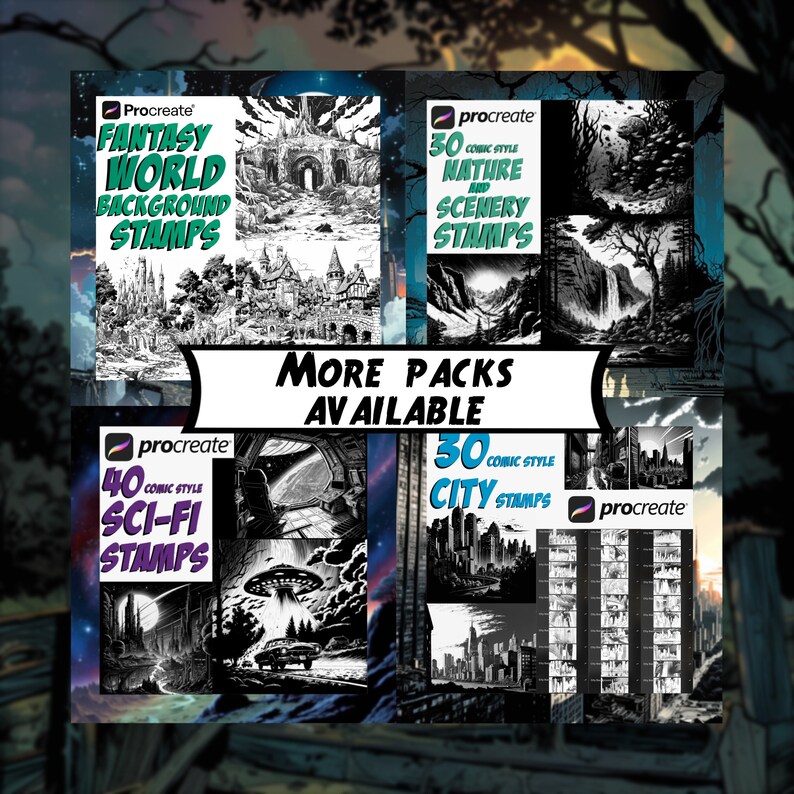 Comic Style Horror Backgrounds | Procreate Digital Art Stamps | Manga ...