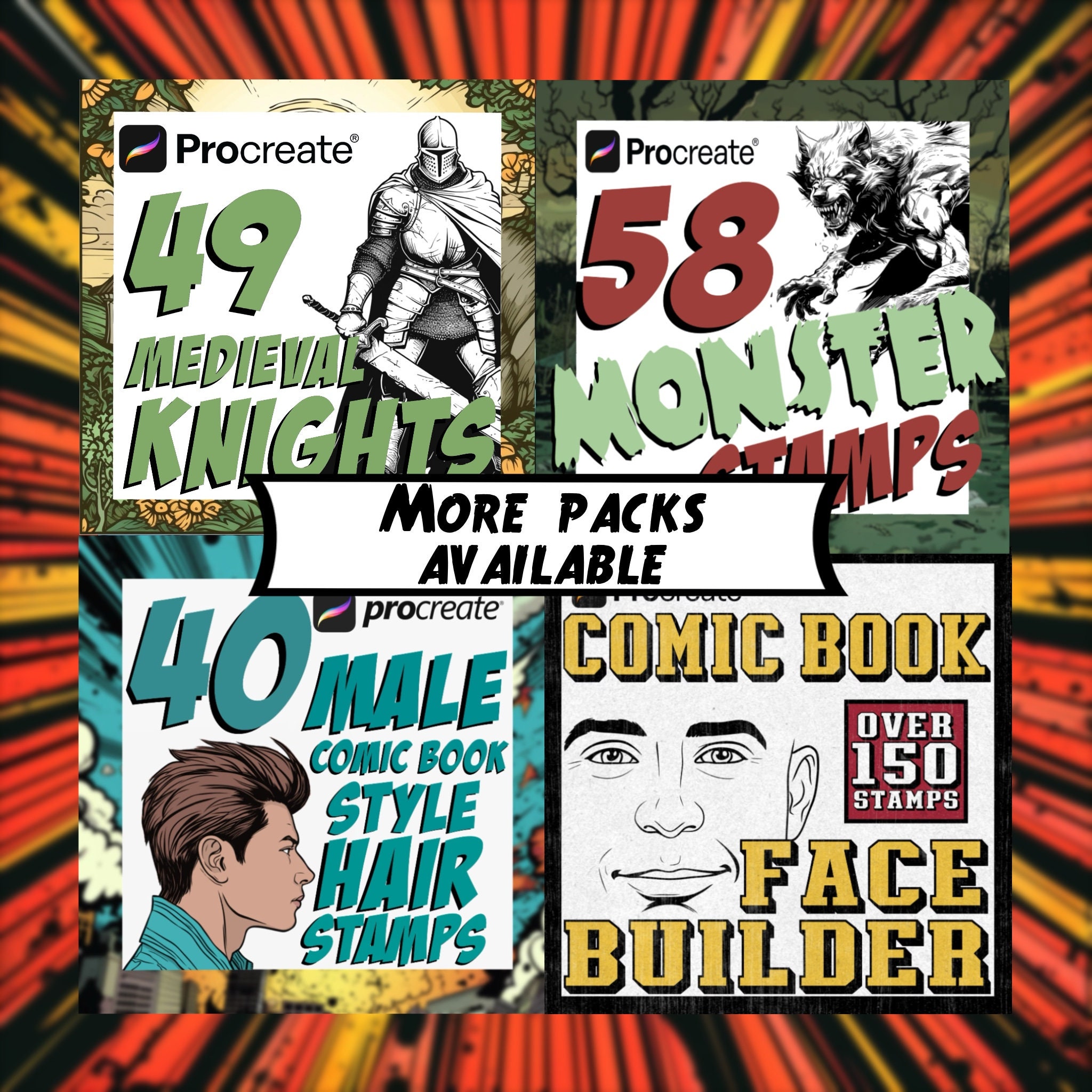 Comic Style Male Superhero Procreate Stamps | Comics Digital Art ...