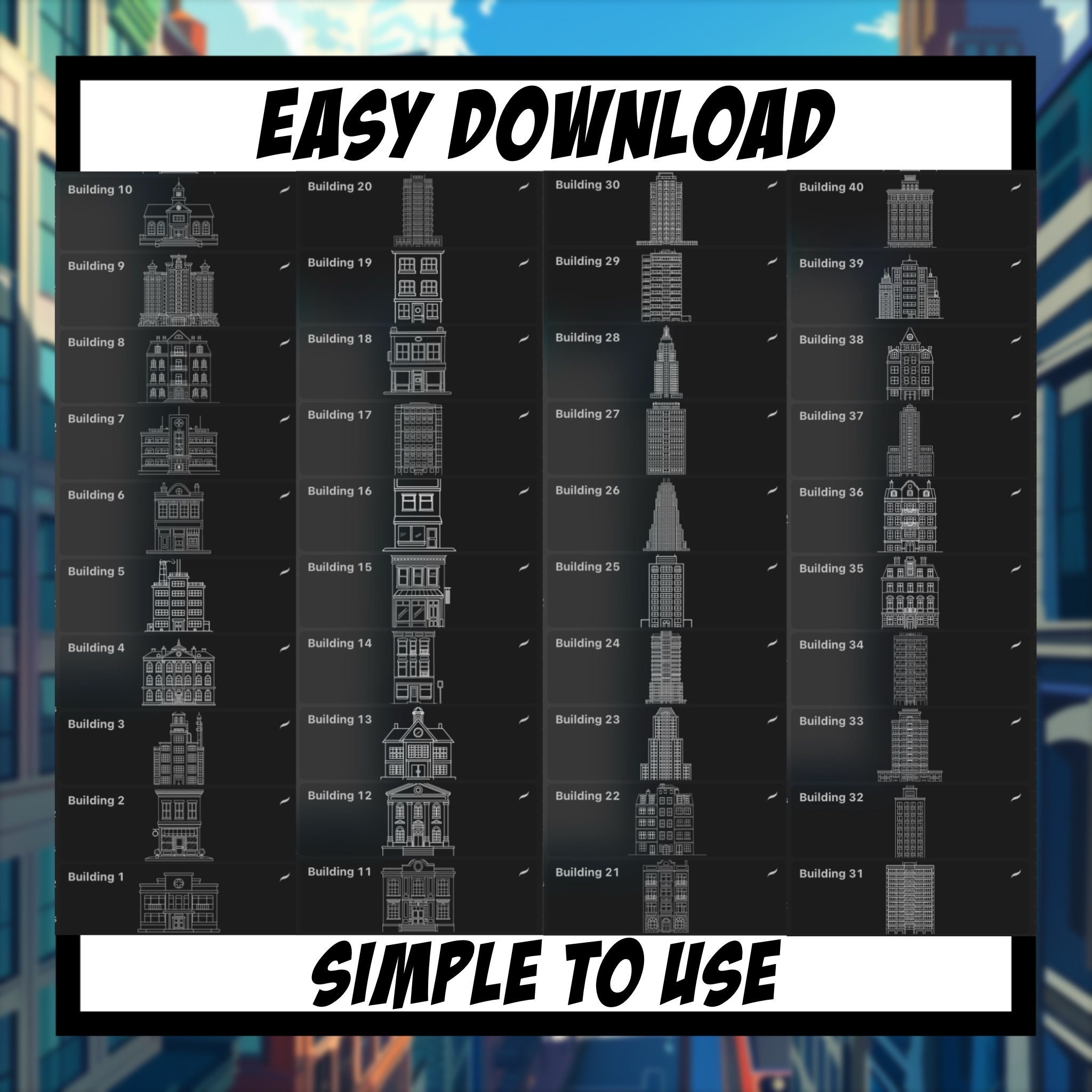 Comic Style Building Procreate Stamps | Cities Digital Download | City ...