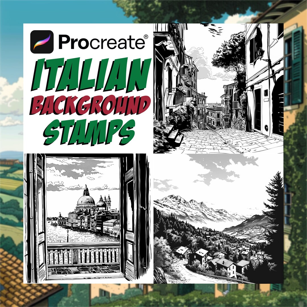 Comic Style Italian Scenery Backgrounds | Procreate Digital Art Stamps ...