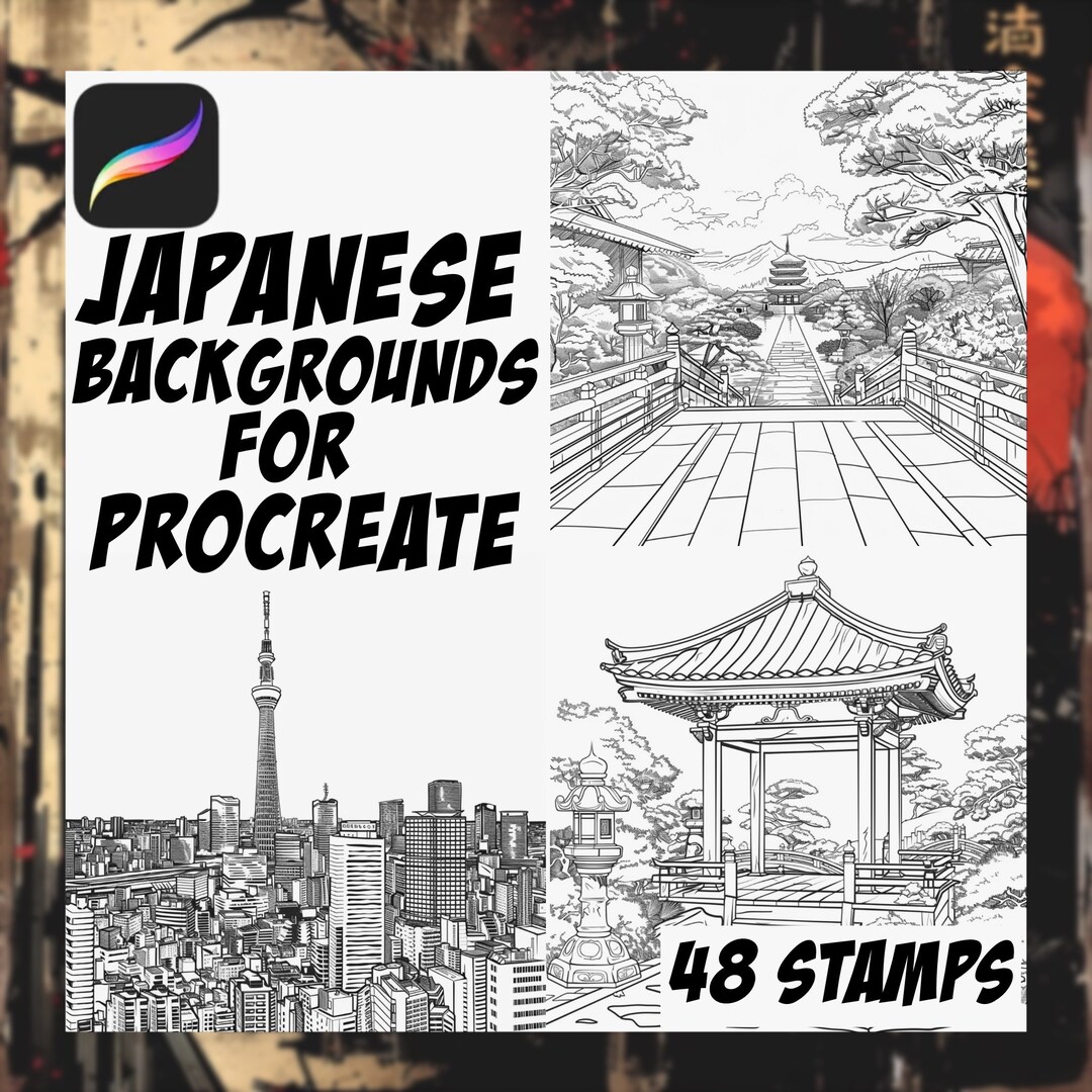 Comic Style Japanese Backgrounds | Procreate Digital Art Stamps | Manga ...